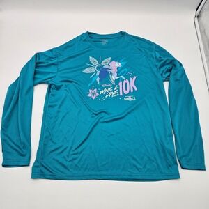 runDisney Wine Dine‎ 2022 Adult Large Long Sleeve Performance Shirt Teal 10K